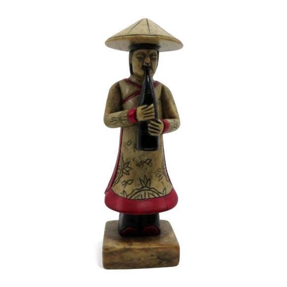 Asian MUSICIAN FIGURINE with Instrument Ethnic Home Decor Vintage 6" - Picture 3 of 10